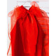 Dámske červené šaty s balonikovými rukávmi
