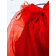 Dámske červené šaty s balonikovými rukávmi
