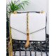Dámska štýlová biela kabelka so zlatou retiazkou