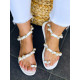 Dámske biele sandálky s perličkami
