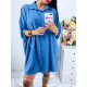 Oversize modré košeľové šaty