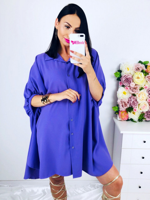 Oversize fialové košeľové šaty
