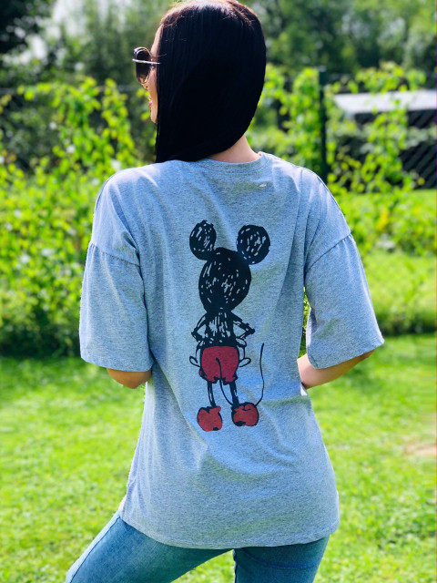 Oversize sivé tričko Mickey Mouse