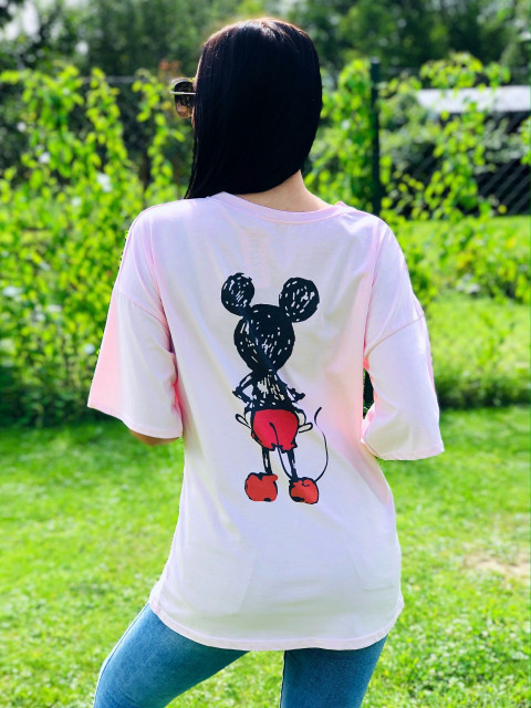Oversize ružové tričko Mickey Mouse