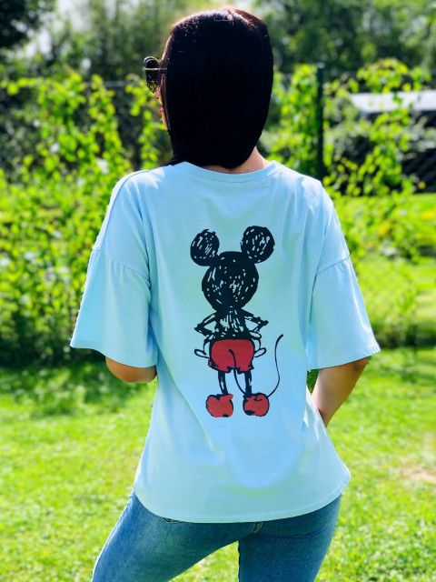 Oversize modré tričko Mickey Mouse