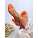 Dámske oranžové sandálky s hrubým opätkom