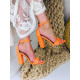 Dámske oranžové sandálky s hrubým opätkom