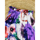 Saténová fialová kvetovaná dlhá sukňa