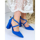 Dámske modré sandálky s prekríženými remienkami