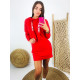 Teplákové červené šaty s kapucňou