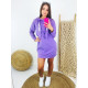 Teplákové fialové šaty s kapucňou