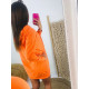 Teplákové oranžové šaty s kapucňou