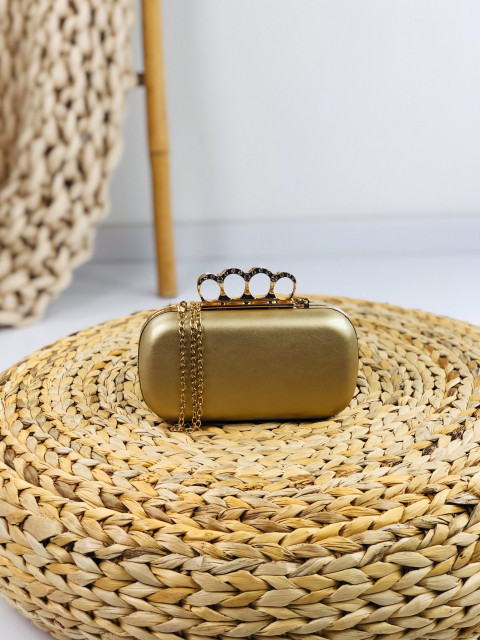 Štýlová zlatá kabelka s kamienkami Rings