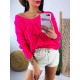 Dámsky ružový pletený sveter