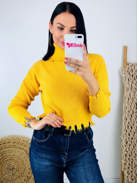 Dámsky žltý crop sveter