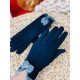 Dámske modré rukavice s mašľou