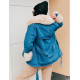 Dámska rifľová bunda s opaskom modrá