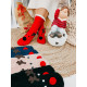 Modré zateplené vianočné ponožky so sobom