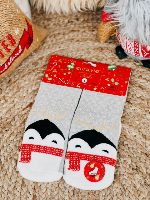 Vianočné termo sivé ponožky