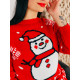 Vianočný dámsky sveter so snehuliakom červený