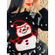 Vianočný dámsky sveter so snehuliakom čierny