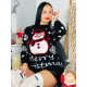 Vianočný dámsky sveter so snehuliakom čierny