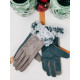 Khaki kožené rukavice s kožušinkou Aroa