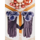 Fialové kožené rukavice s kožušinou Aria
