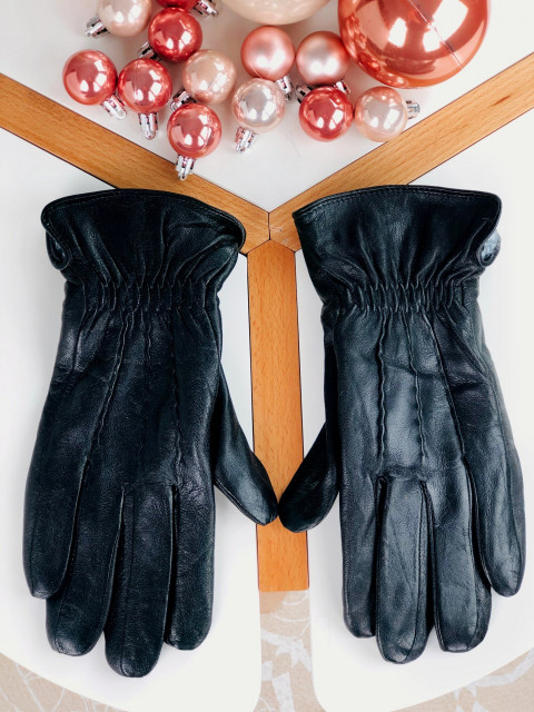 Čierne pánske rukavice s kožušinou Amar