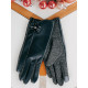 Dámske tmavé sivé kožené rukavice s mašľou