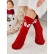 Červené zateplené vianočné ponožky s uškami