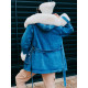 Dámska zateplená riflová bunda s kapucňou modrá White