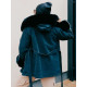 Dámska zateplená riflová bunda s kapucňou čierna