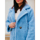 Dámsky fialovo-modrý Teddy kabát