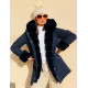 Modrá zimná zateplená bunda s kapucňou