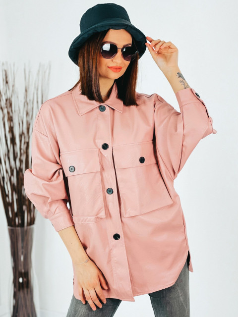 Dámska ružová koženková košeľa