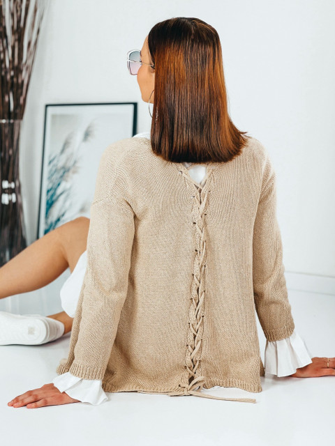 Dámsky béžový pletený sveter 