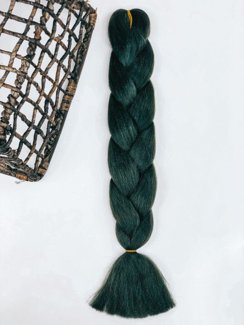 Tmavo-zelený pletený kanekalon