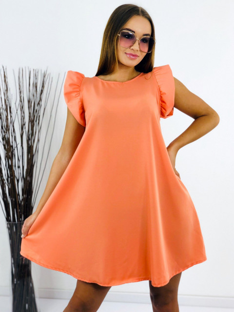 Dámske oranžové šaty s volánmi