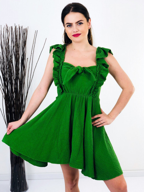 Dámske zelené šaty s mašľou