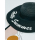 Slamený čierny klobúk Hello Summer