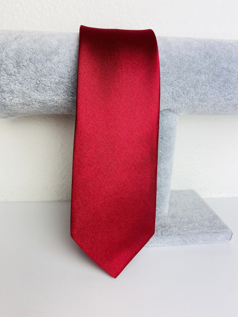 Pánska cherry saténová úzka kravata