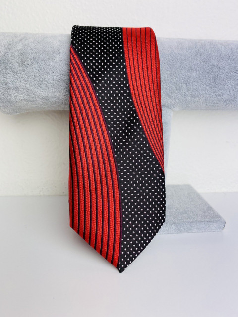 Pánska červeno-čierna úzka kravata