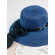 Dámsky modrý slamený klobúk s mašľou Metta