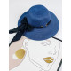 Dámsky modrý slamený klobúk s mašľou Metta