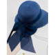 Dámsky tmavo modrý slamený klobúk s mašľou Heruenna