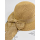 Dámsky hnedý slamený klobúk s mašľou Heruenna