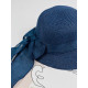 Dámsky modrý slamený klobúk s mašľou Heruenna