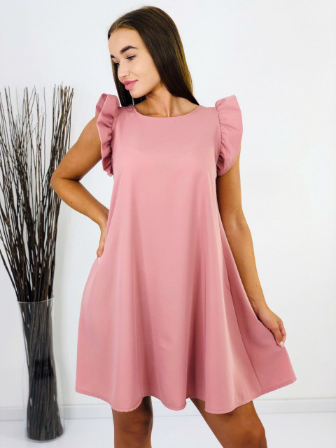Dámske staro-ružové šaty s volánmi