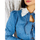 Dámska modrá rifľová košeľa s čipkou
